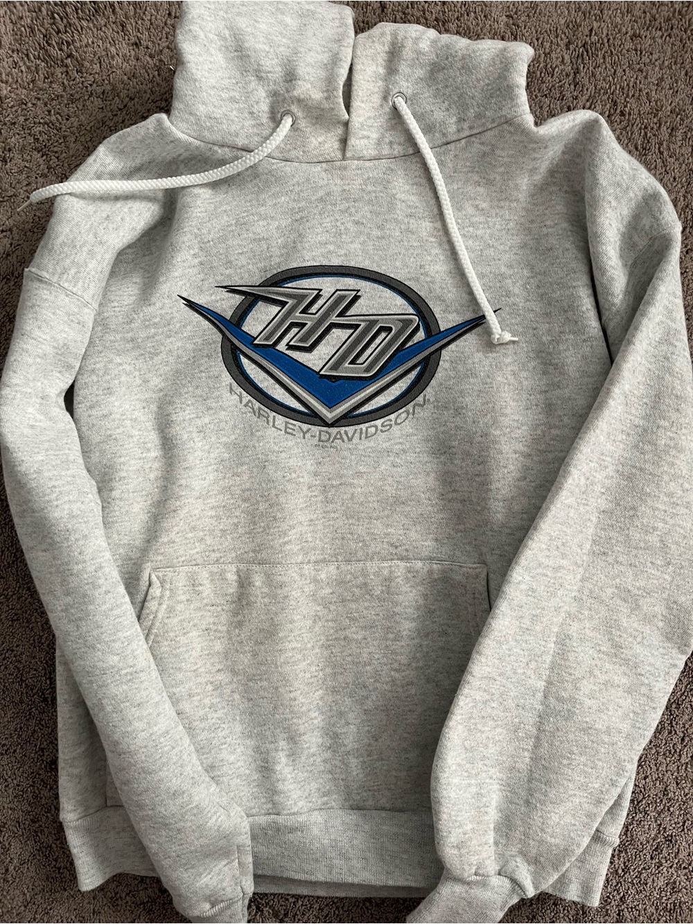Harley-Davidson Gray Pullover Hoodie with Blue Logo